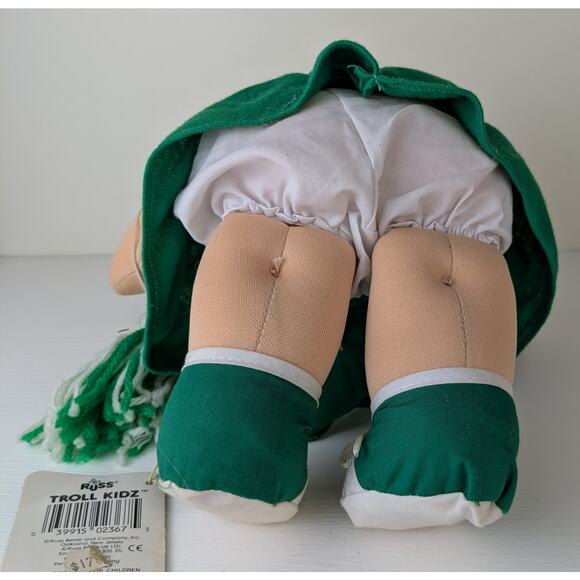 VTG Russ Troll Kidz Cheerleader w/ Tags Soft Body Yellow Hair Green White 12" - Picture 7 of 10